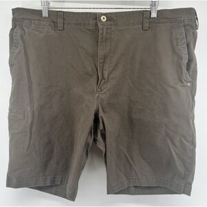 Duluth Trading Flex Ballroom Khaki Shorts Tag 42 Actual 44 Brown 10" Ins Stretch